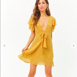 Chiffon Polka Dot Mustard Yellow Dress
